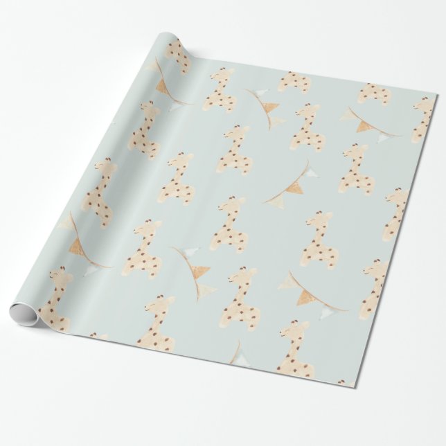 Papier Cadeau Baby shower mignon Giraffe (Déroulé)