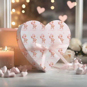 Papier Cadeau Baby shower Motif fille mignonne ours  moderne