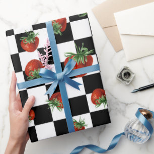Papier Cadeau Baby Shower motif fraise 