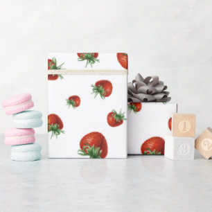 Papier Cadeau Baby-Shower motif fraise 