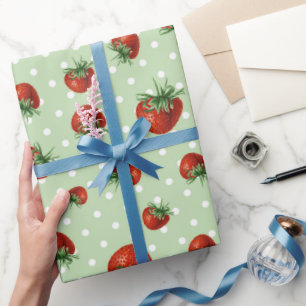 Papier Cadeau Baby shower motif fraise 