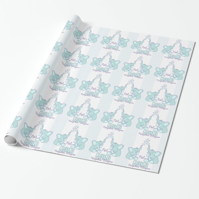 Papier Cadeau Baby shower ou enveloppe bleue d'aqua de nom de (Déroulé)