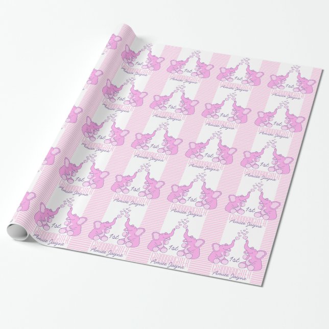 Papier Cadeau Baby shower ou enveloppe de rose de nom de (Déroulé)