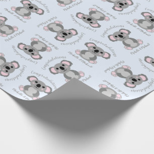 Papier Cadeau Baby shower Ours de Koala bleu