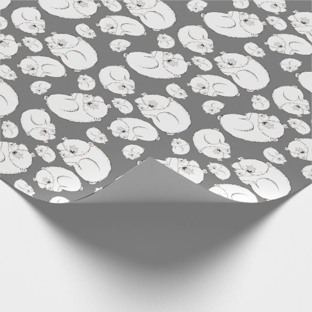 Papier Cadeau Baby shower Ours polaire Hiver gris Sexe Neutre (Coin)