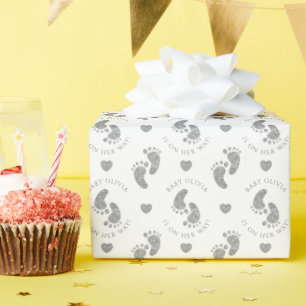 Papier Cadeau Baby shower personnalisé Pieds bébé Parties scinti