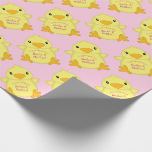 Papier Cadeau Baby shower rose
