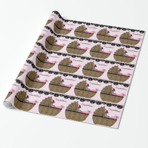 Papier Cadeau Baby Shower Rose Douce Léopard