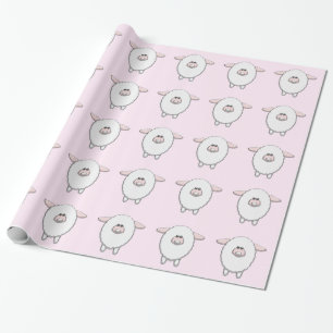 Papier Cadeau Baby shower rose doux de moutons