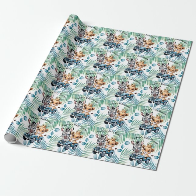 Papier Cadeau Baby shower Royal Safari Ride Boy (Déroulé)