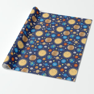 Papier Cadeau Baby shower spatial Galaxy Étoiles Universelles