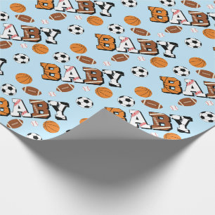 Papier Cadeau Baby shower sportif Co-ed Theme Boy Blue