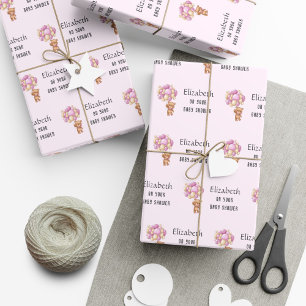 Papier Cadeau BABY SHOWER Teddy Bear Balloon thème personnalisé