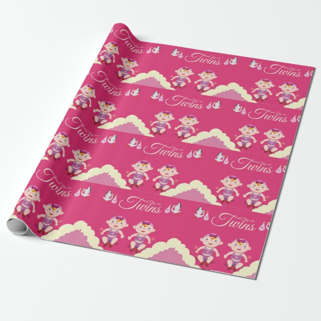 Papier Cadeau Baby shower Twin Girls (Déroulé)