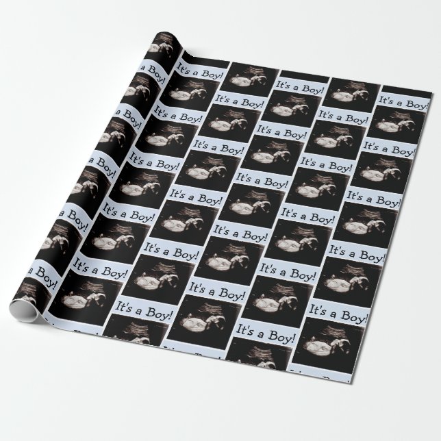 Papier Cadeau Baby shower Ultrasound pour bébé personnalisé (Déroulé)
