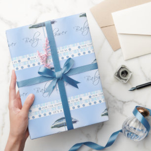 Papier Cadeau Baby shower Umbrella Blue Boy Wrapper Papier