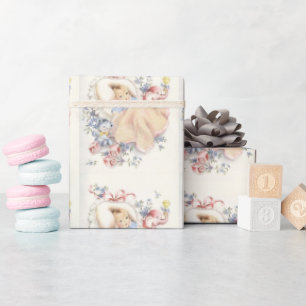 Papier Cadeau Baby shower vintage Ours bleu éléphant rose
