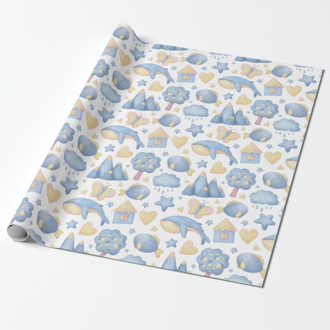 Papier Cadeau Baby themed wrapping paper (Déroulé)