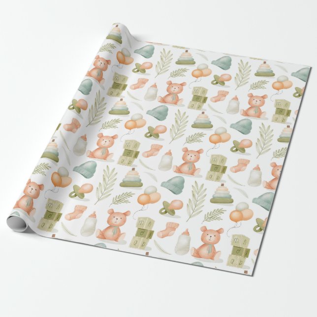 Papier Cadeau Baby themed wrapping paper (Déroulé)