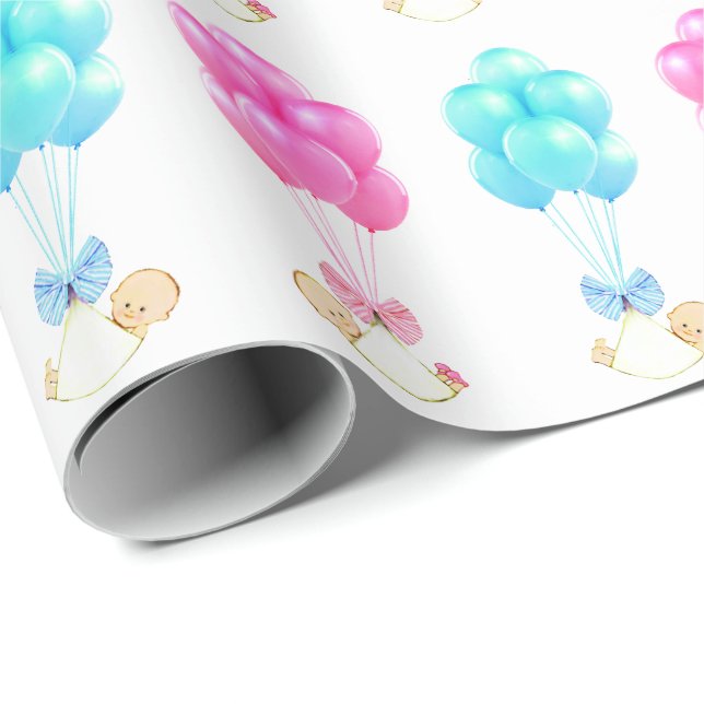 Papier Cadeau Baby Twins Girl and Boy Gift (Coin rond)