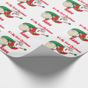 Papier Cadeau Babys First Christmas nommé Giftwrap SuperSanta