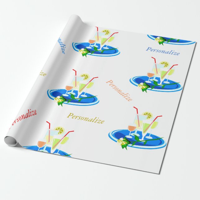 Papier Cadeau Bac à cocktails & Cocktails Boissons Personnalisez (Déroulé)