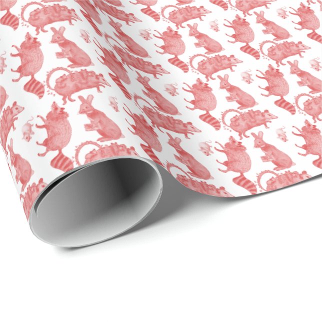 Papier Cadeau Backyard Animals Holiday Wrapping Paper (Coin rond)