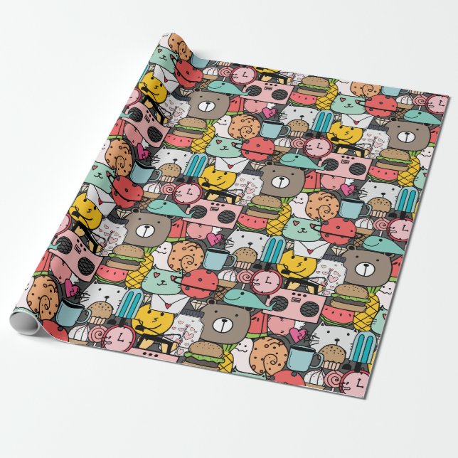 Papier Cadeau Bactères adorables (Déroulé)