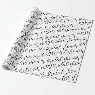 Papier Cadeau Bagues de cœurs romantiques motif noir Shower de m
