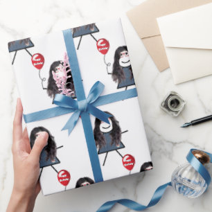 Papier Cadeau Baguette Avec Ballons D'Anniversaire Rouge