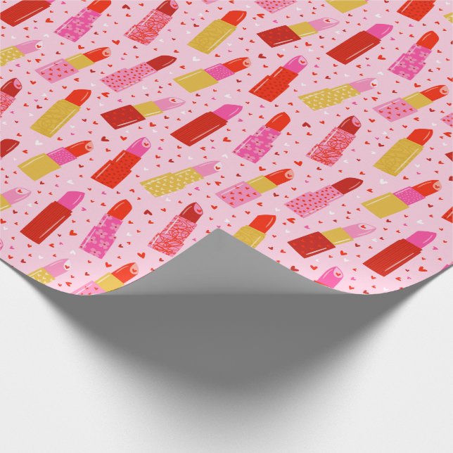 Papier Cadeau Baguettes de Saint Valentin rose pâle (Coin)