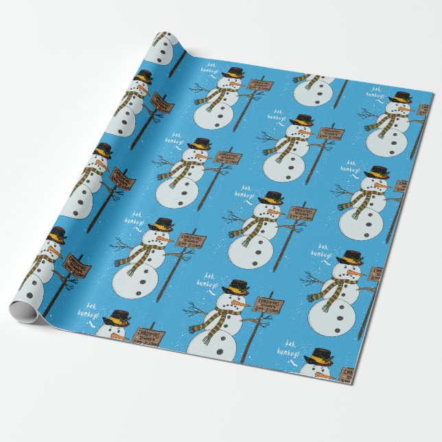 Papier Cadeau Bah Humbug Grumpy Christmas Snowman Introduire (Déroulé)