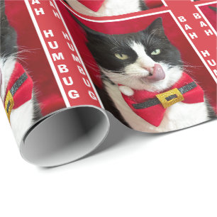 Papier Cadeau Bah Humbug Tuxedo Chat Papier d'enveloppement de N