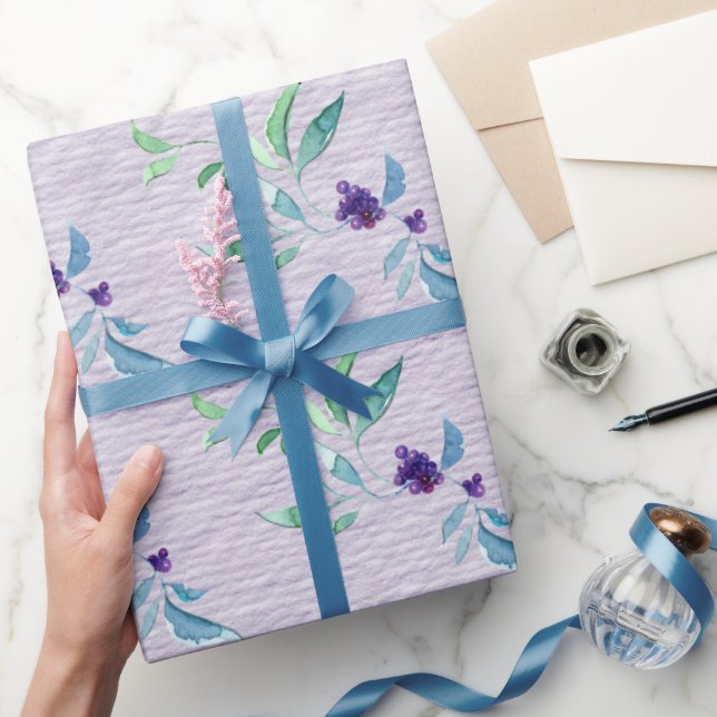 Papier Cadeau Baies Violettes Sur Papier Lavender De Texture Rou (Cadeaux)