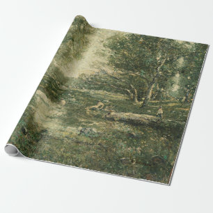 Papier Cadeau Baignoires dans le paysage boisé vert (art Vintage