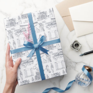 Papier Cadeau Bain, Angleterre motif style Toile, Jane Austen