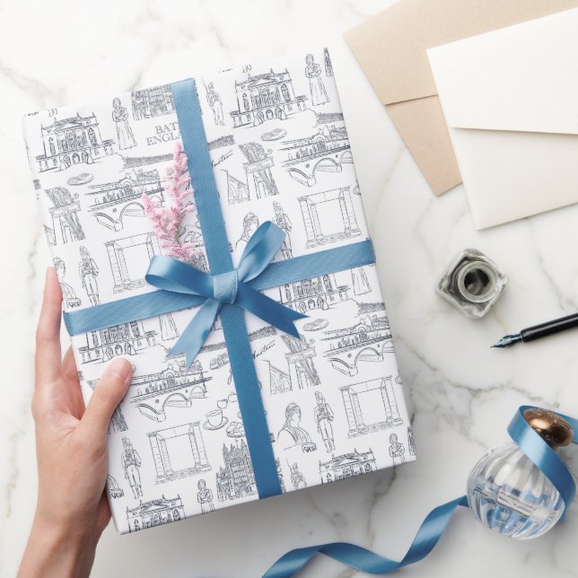 Papier Cadeau Bain, Angleterre motif style Toile, Jane Austen (Cadeaux)