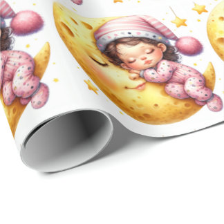 Papier Cadeau Bain de Lune Baby Shower Nouvelles Née Fille