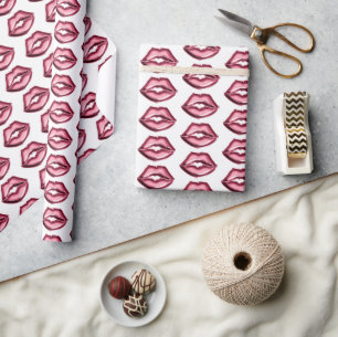 Papier Cadeau Baiser des lèvres rouges