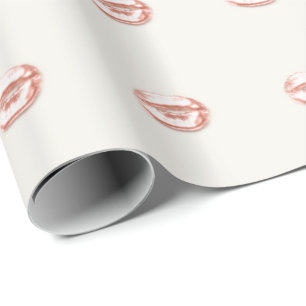 Papier Cadeau Baiser Lèvres nuptiale 16e Rose rose ivoire crème