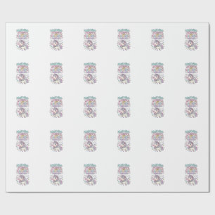 Papier Cadeau Baisers de licorne et souhaits d'arc-en-ciel Raisi