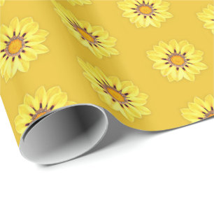 Papier Cadeau Baisson africain / Gazania, Jaune de moutarde