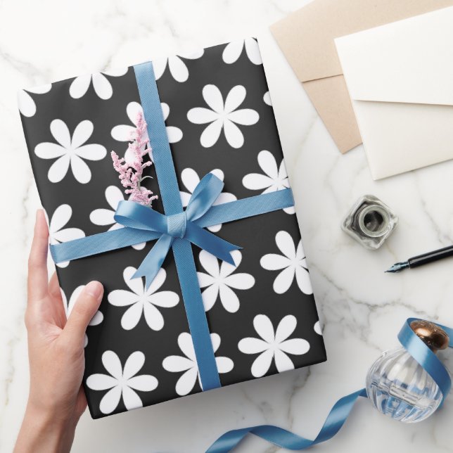 Papier Cadeau Baisson blanc sur noir (Cadeaux)