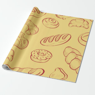 Papier Cadeau Bakery,  croissant,  food vintage seamless pattern