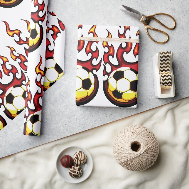 Papier Cadeau Bal De Football En Feu (Créateur téléchargé)