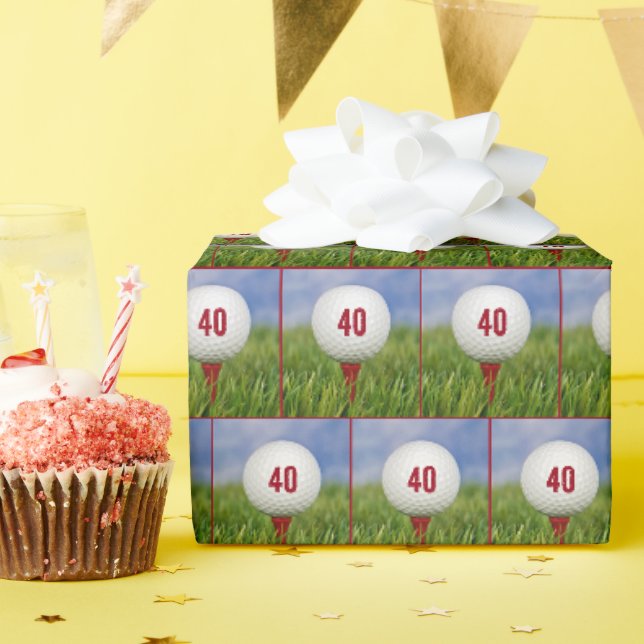 Papier Cadeau Bal de golf 40e anniversaire (Fête d'anniversaire)