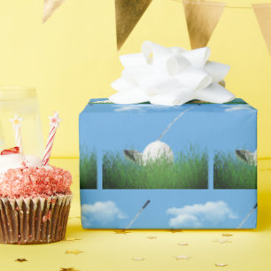 Papier Cadeau Bal De Golf Anniversaire En Herbe