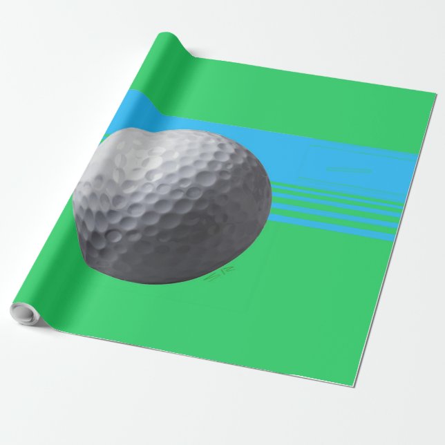 Papier Cadeau Bal de golf papier d'emballage brillant grand (Déroulé)