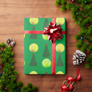 Papier Cadeau Bal de tennis moderne Noël Arbre vert
