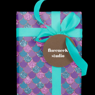 Papier Cadeau Balances de sirène Parties scintillant violet viol